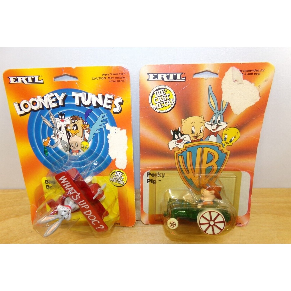 ERTL Looney Tunes‎ Die Cast Bugs Bunny Airplane 1999 and Porky Pig Tractor 1998